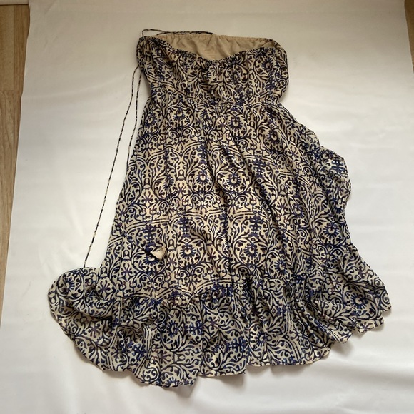 Free People Printed Ruffed Neck-Tie Mini Dress Size XSmall - Picture 4 of 10